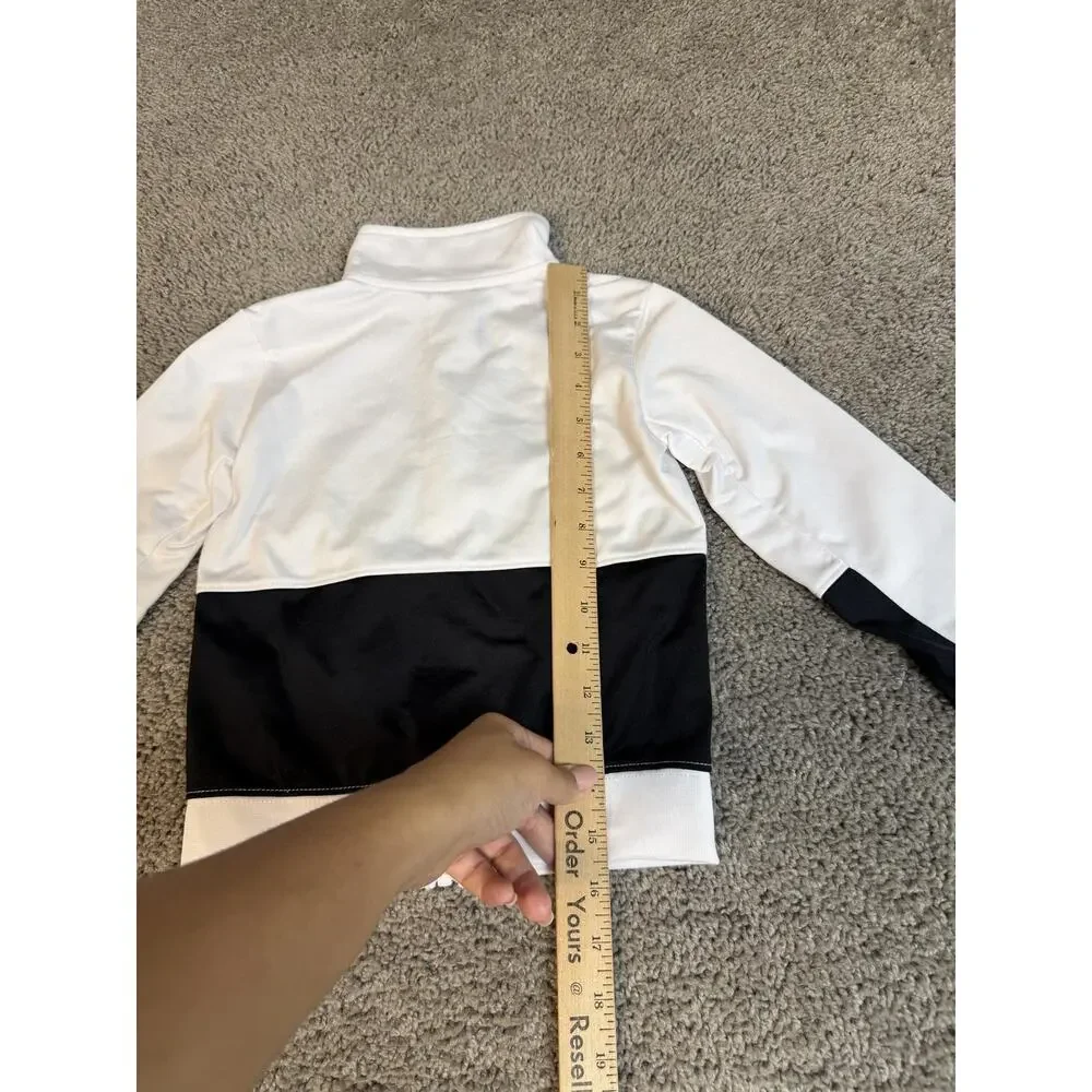 Nike Track Jacket Boys 4 White Black Full Zip Athletic Swoosh Logo Activewear